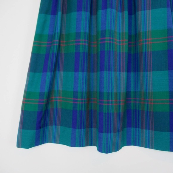 Vintage Miss Pendleton Blue Plaid Pleated Midi Skirt Virgin Wool Women’s XS - Picture 3 of 14